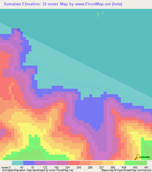 Sumalata,Indonesia Elevation Map