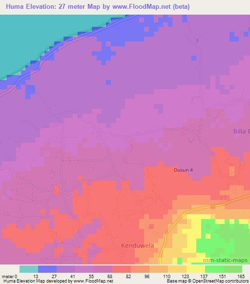 Huma,Indonesia Elevation Map