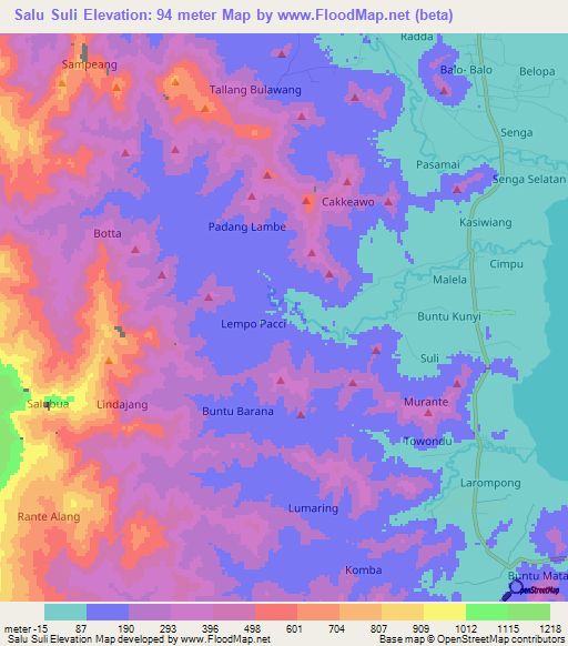 Salu Suli,Indonesia Elevation Map