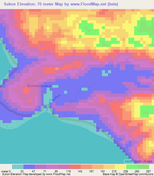 Sukon,Indonesia Elevation Map