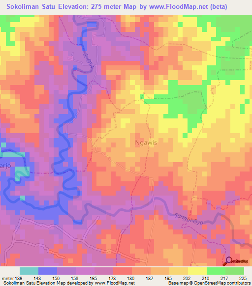 Sokoliman Satu,Indonesia Elevation Map