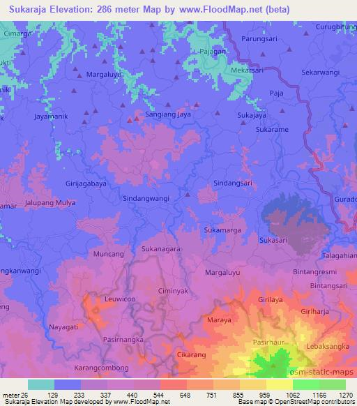 Sukaraja,Indonesia Elevation Map