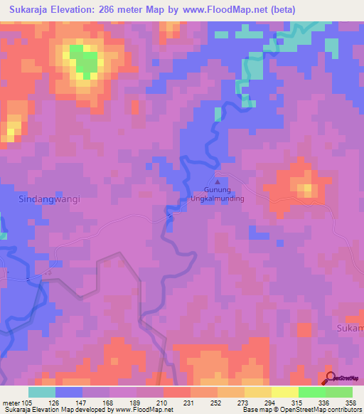 Sukaraja,Indonesia Elevation Map