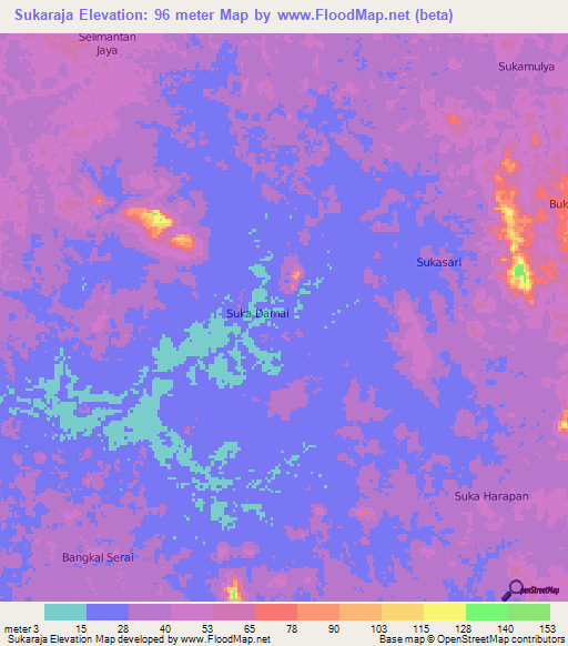 Sukaraja,Indonesia Elevation Map