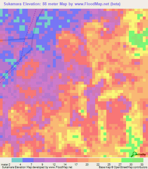 Sukamara,Indonesia Elevation Map