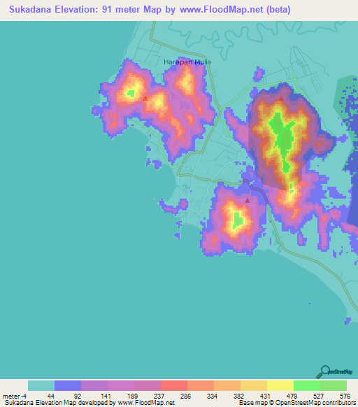 Sukadana,Indonesia Elevation Map