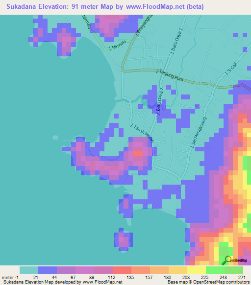 Sukadana,Indonesia Elevation Map