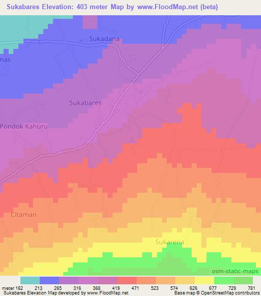 Sukabares,Indonesia Elevation Map