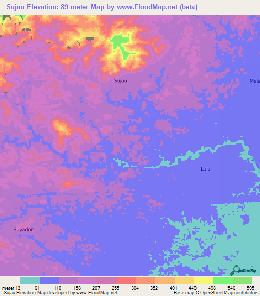 Sujau,Indonesia Elevation Map