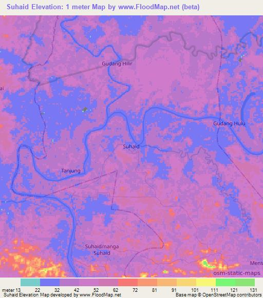 Suhaid,Indonesia Elevation Map