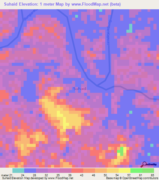 Suhaid,Indonesia Elevation Map