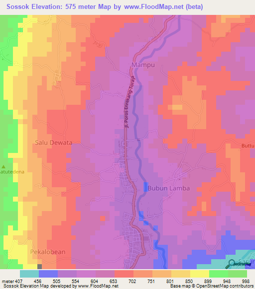 Sossok,Indonesia Elevation Map