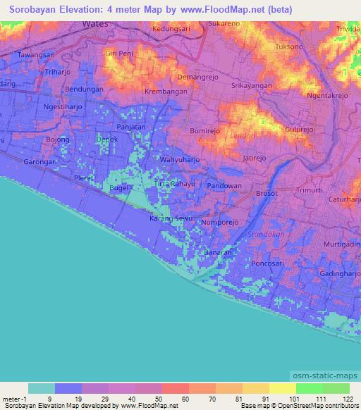 Sorobayan,Indonesia Elevation Map