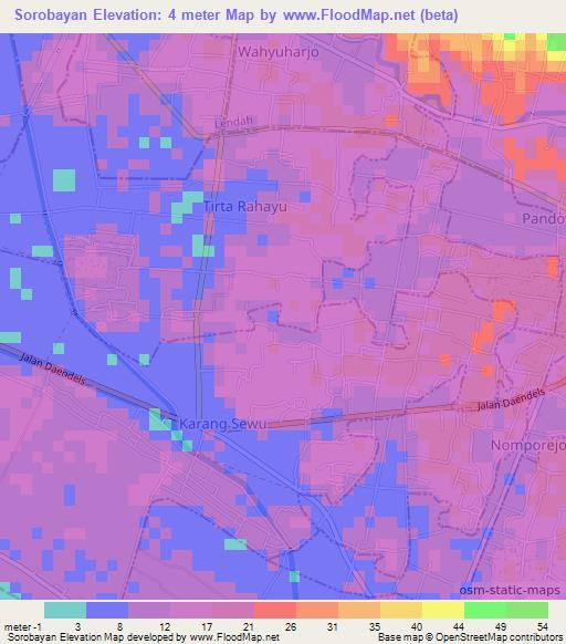 Sorobayan,Indonesia Elevation Map