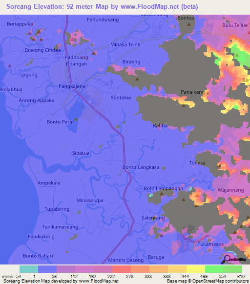 Soreang,Indonesia Elevation Map