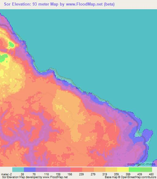 Sor,Indonesia Elevation Map