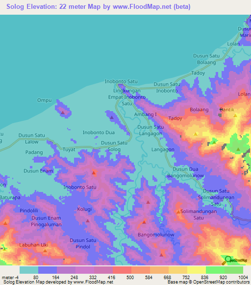 Solog,Indonesia Elevation Map