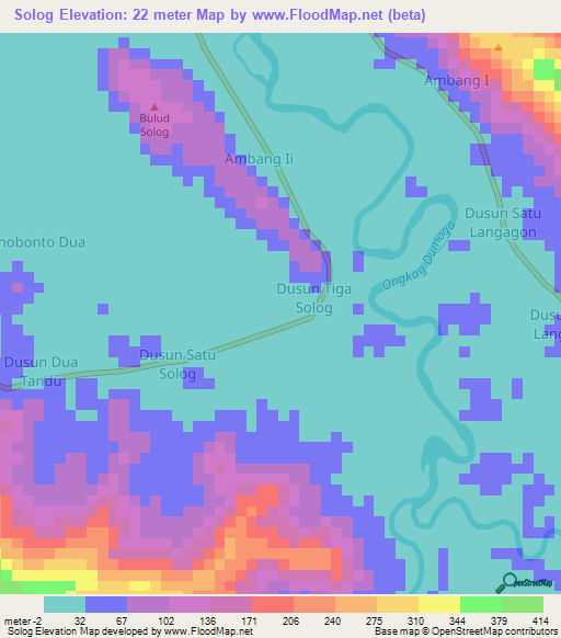 Solog,Indonesia Elevation Map