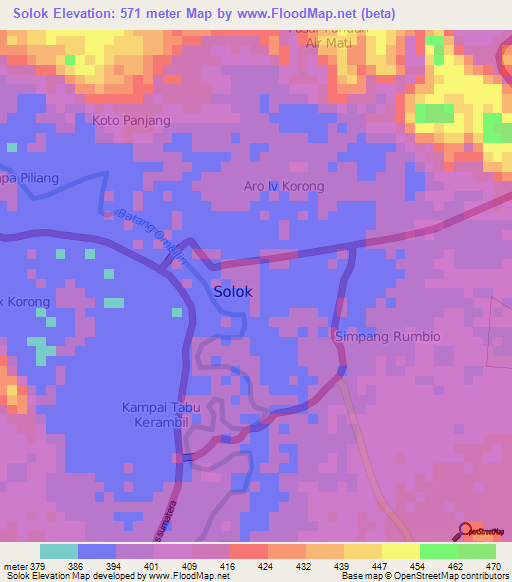 Solok,Indonesia Elevation Map