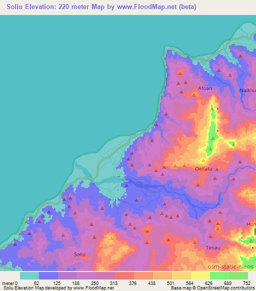 Soliu,Indonesia Elevation Map