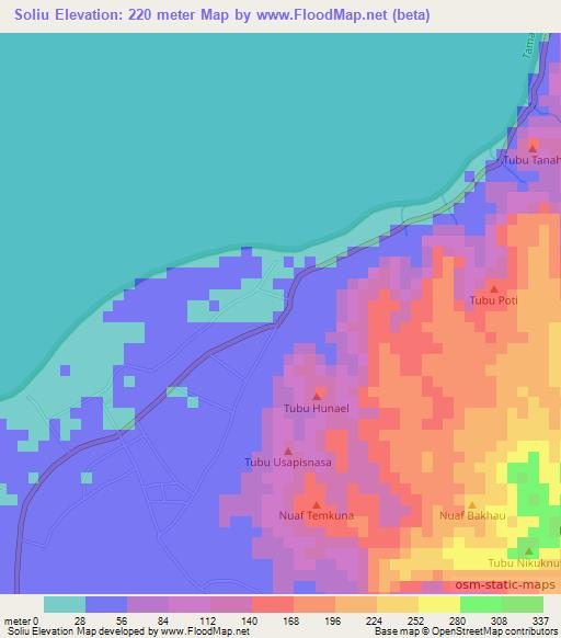 Soliu,Indonesia Elevation Map