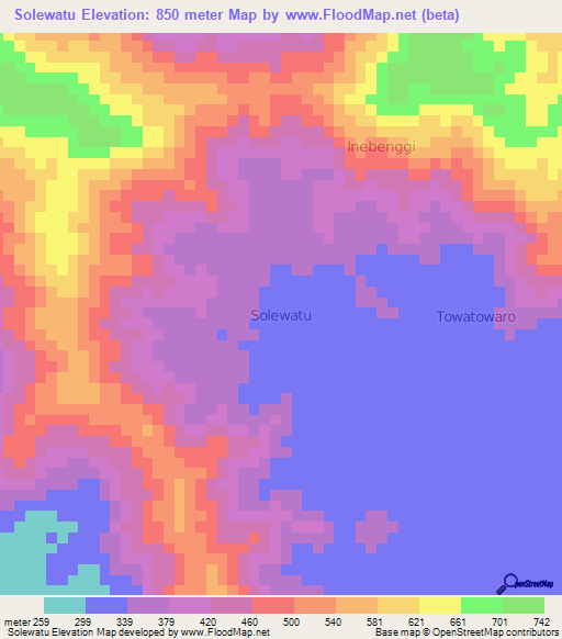 Solewatu,Indonesia Elevation Map