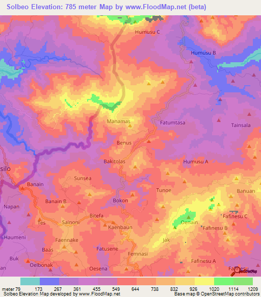 Solbeo,Indonesia Elevation Map