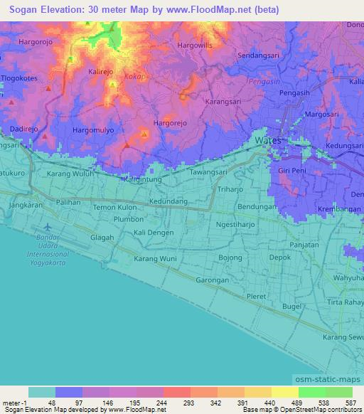 Sogan,Indonesia Elevation Map