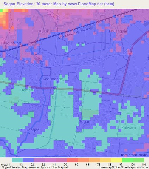 Sogan,Indonesia Elevation Map