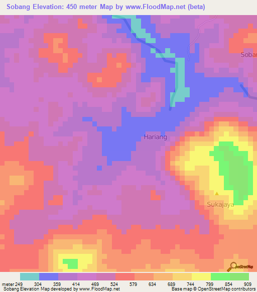 Sobang,Indonesia Elevation Map