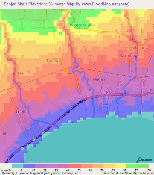 Banjar Siyut,Indonesia Elevation Map