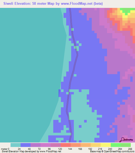 Siweli,Indonesia Elevation Map