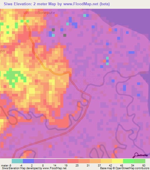 Siwa,Indonesia Elevation Map