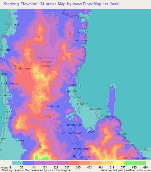 Stadong,Indonesia Elevation Map