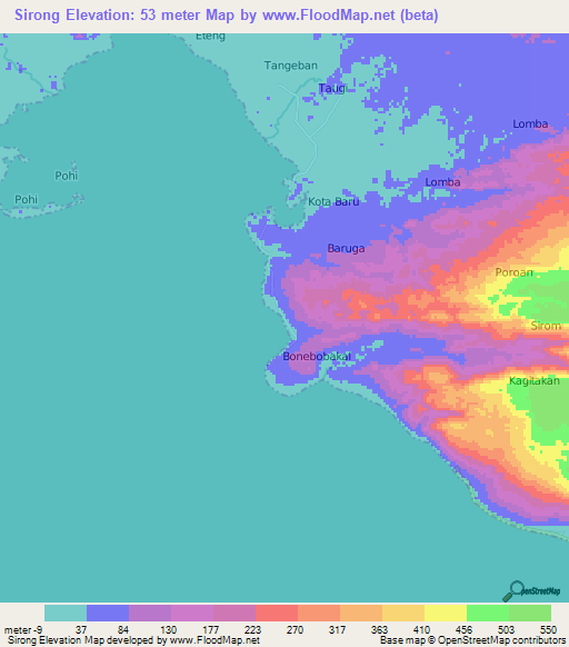 Sirong,Indonesia Elevation Map