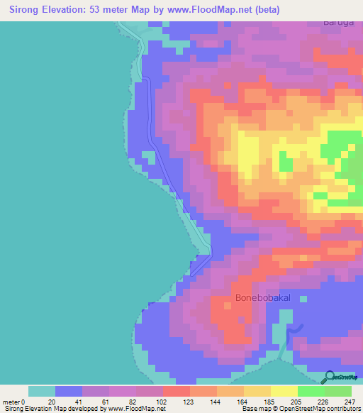 Sirong,Indonesia Elevation Map