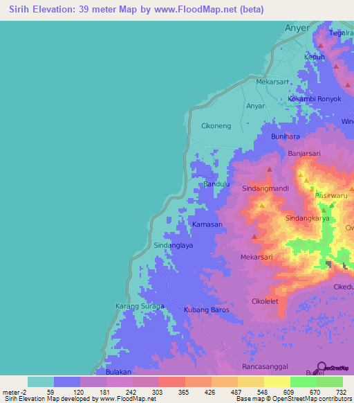 Sirih,Indonesia Elevation Map