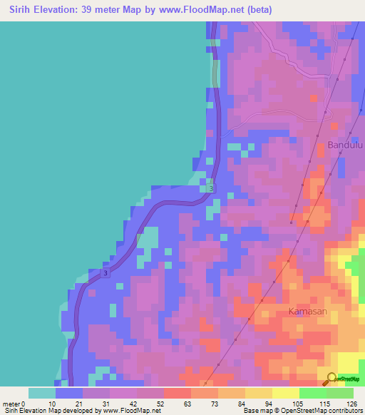 Sirih,Indonesia Elevation Map