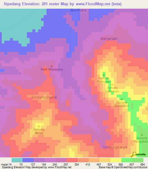 Sipedang,Indonesia Elevation Map