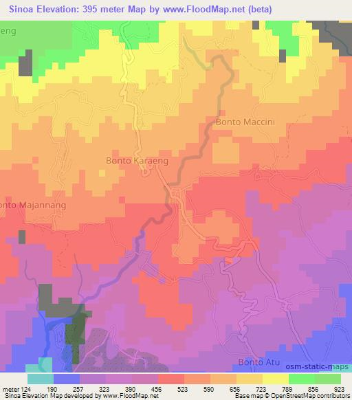 Sinoa,Indonesia Elevation Map