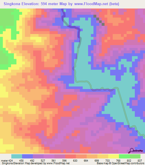 Singkona,Indonesia Elevation Map