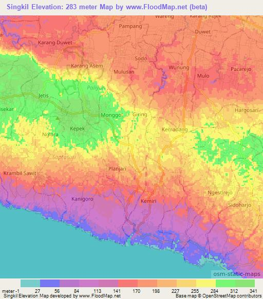 Singkil,Indonesia Elevation Map