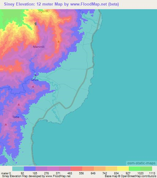 Siney,Indonesia Elevation Map