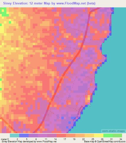 Siney,Indonesia Elevation Map