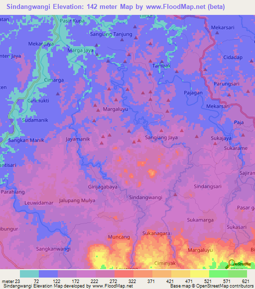 Sindangwangi,Indonesia Elevation Map