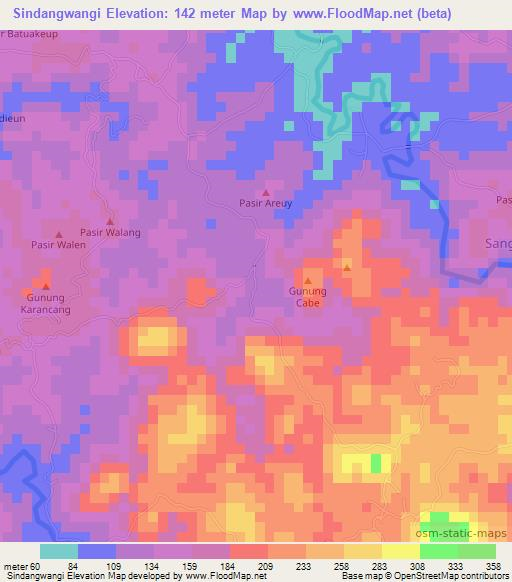 Sindangwangi,Indonesia Elevation Map