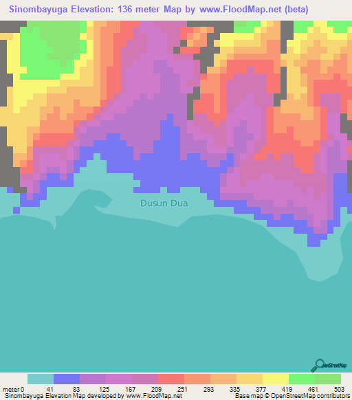 Sinombayuga,Indonesia Elevation Map