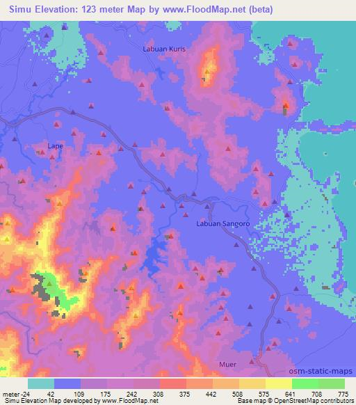 Simu,Indonesia Elevation Map