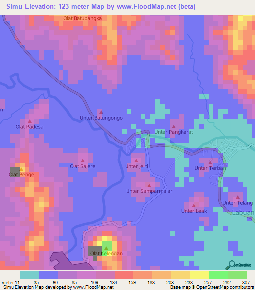 Simu,Indonesia Elevation Map