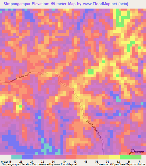 Simpangampat,Indonesia Elevation Map